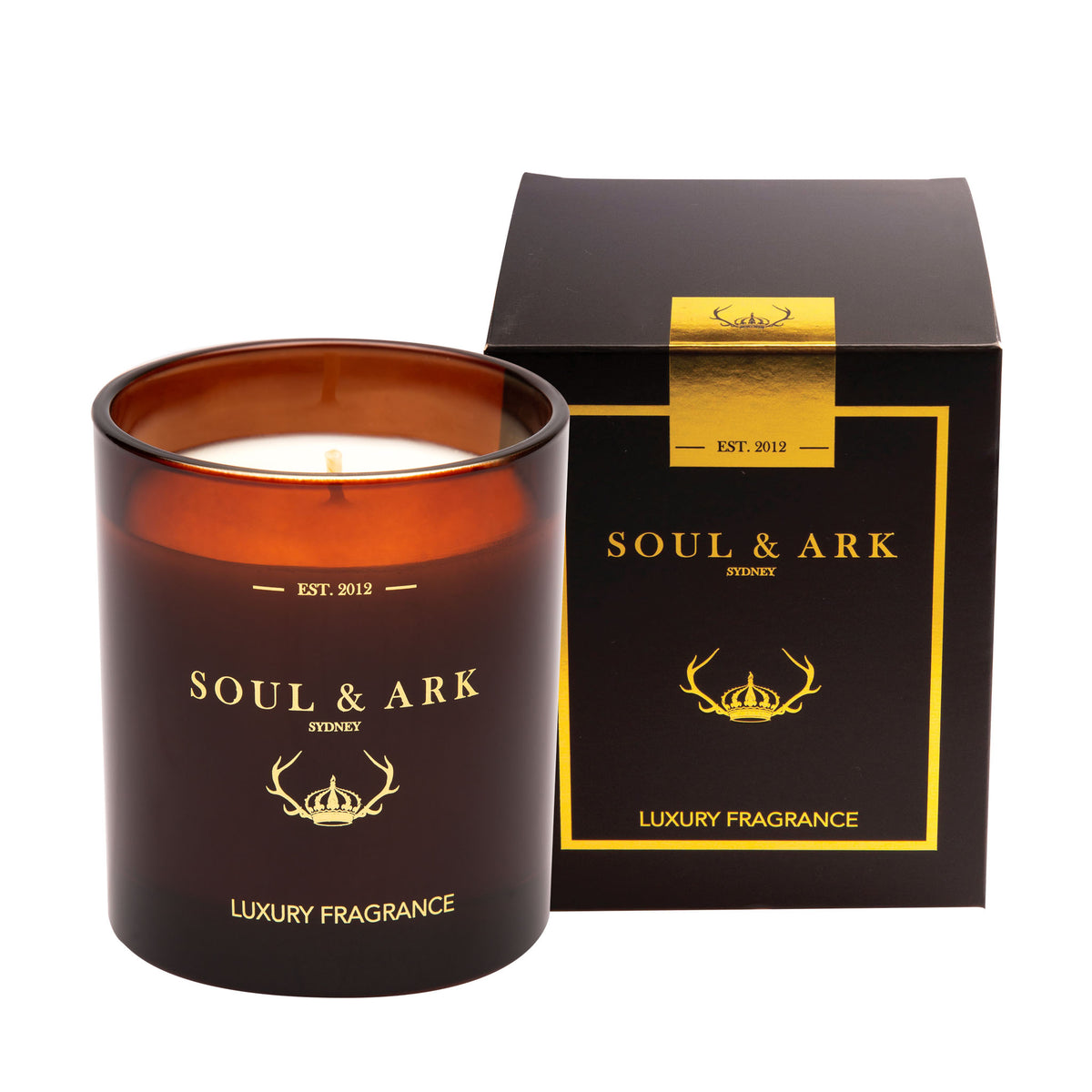 Soul & Ark Amber Glass Soy Candle with Gift Box
